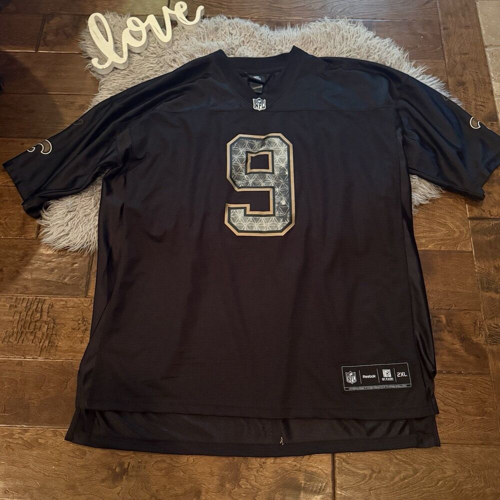 NFL New Orleans Saints Drew Brees Mens Reebok Stitched Jersey Size 2XL Black